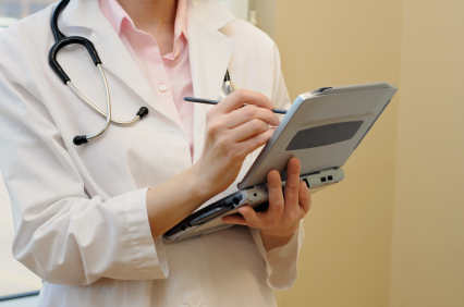 female doctor performing her monthly screening of employees